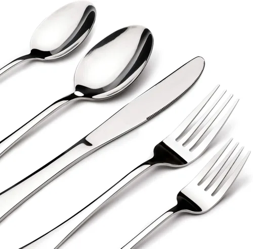 Juego de cubiertos para 8, 40 piezas de cubiertos de acero inoxidable resistente, incluye cuchillo de carne, tenedor y cuchara, apto para