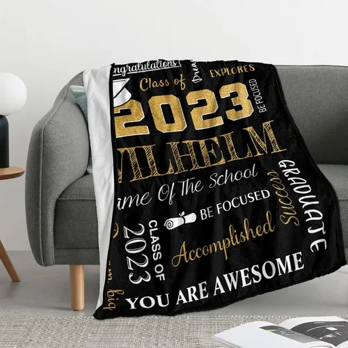 Miniatura 5 de Manta de graduación personalizada, regalos de graduación 2023, clase de graduación de 2023 con nombre de la universidad, manta de regalo