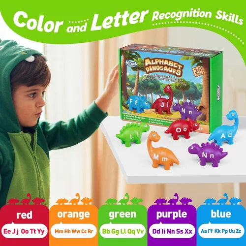 Miniatura 5 de Aizweb Juguetes de aprendizaje del alfabeto, juego de letras a juego de clasificación de colores de dinosaurios para niños pequeños, actividades