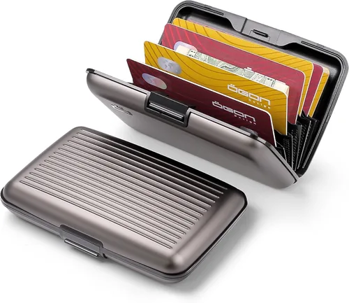 Miniatura 20 de ÖGON -DESIGNS- Portatarjetas de aluminio, protección RFID contra fraude y desmagnetización, billetera compacta, funda inteligente modelo STOCKHOLM V1