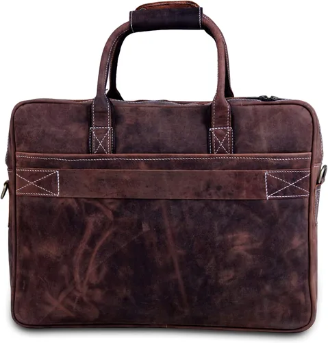 Miniatura 5 de 18 pulgadas cuero portátil bolsa para ordenador bolsa para hombre - Maletines de cuero genuino flexible para hombres w/acolchado portátil caso cuero