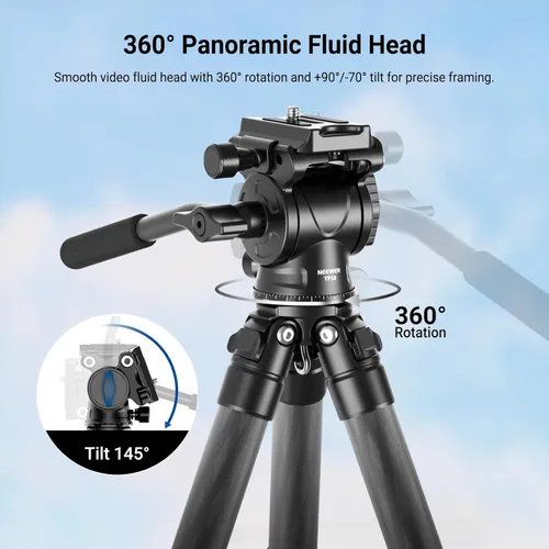 Miniatura 4 de NEEWER Mini trípode de escritorio de fibra de carbono para cámara, trípode de viaje portátil de mesa con cabezal de fluido de video, placa QR