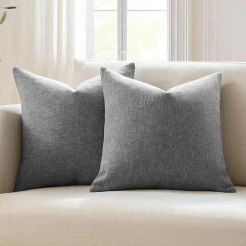 Miniatura 24 de Meekio - Juego de 2 fundas de almohada de color salvia oscura de 22 x 22 pulgadas, fundas de almohada decorativas de lino con estilo bohemio