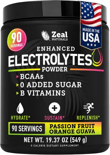 Miniatura 12 de Zeal Electrolyte Powder - 90 porciones Polvo de electrolitos Keto Cero azúcar, BCAA, vitaminas B Potasio, zinc, magnesio Bebida
