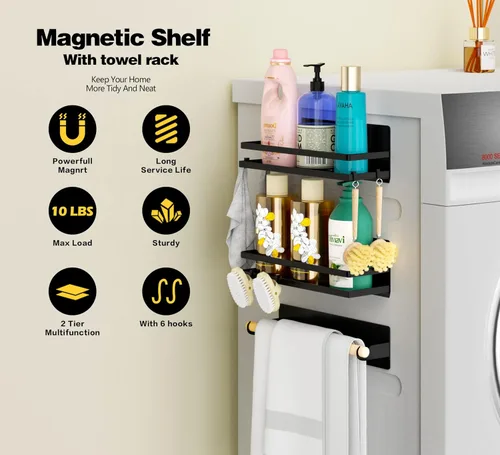 Miniatura 4 de Estante magnético para especias para refrigerador, estante magnético organizador de refrigerador para cocina, contenedor de ahorro de espacio
