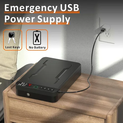 Miniatura 8 de Z ZLJUAN - Caja fuerte portátil para armas y pistolas con pantalla LCD de temperatura, humedad, huella digital biométrica, cerradura con teclado