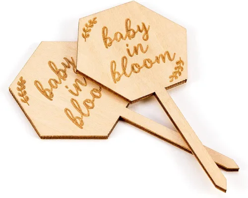 Miniatura 6 de Parbee - Etiquetas hexagonales «Baby in Bloom» ecuerdos de baby shower, 20 etiquetas para suculentas, regalos de madera, estacas para jardín