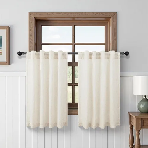 Miniatura 21 de Cortinas Largas de Lino de Lino 108 Pulgadas de Longitud para Sala de Estar 2 Paneles Bolsillo de Pestaña Trasera Cortinas Grandes para Ventana Saco