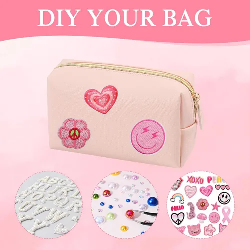 Miniatura 2 de Juego de 8 bolsas de maquillaje preparadas, bolsa de cosméticos de piel sintética, impermeable, portátil, bolsa de aseo de viaje para mujeres