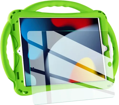 Miniatura 14 de TopEsct Funda infantil para iPad de 10.2 pulgadas, funda de silicona a prueba de golpes con protector de pantalla de vidrio templado y correa, Negro