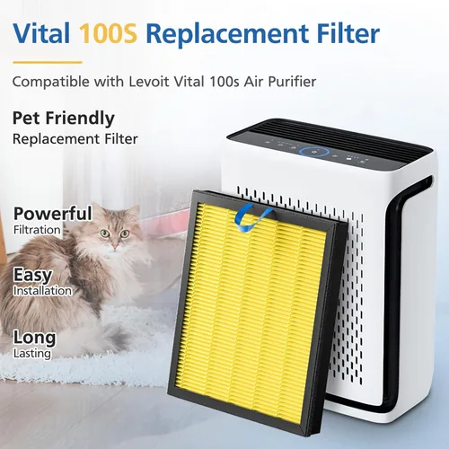Miniatura 2 de Paquete de 2 filtros de repuesto para el cuidado de mascotas Vital 100S para purificador de aire LEVOIT Vital 100S, filtro 3 en 1 Vital 100s-P Hepa