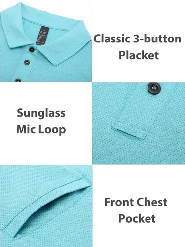 Miniatura 5 de Polo de golf para hombre, de secado rápido, ligero, de manga corta, camisetas con cuello SPF para exteriores