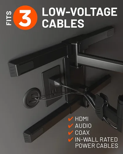 Miniatura 3 de ECHOGEAR Ocultador de cable de TV - Kit de gestión de cables mini en pared de 2.5 pulgadas, corrector de cables para televisores montados en la Negro