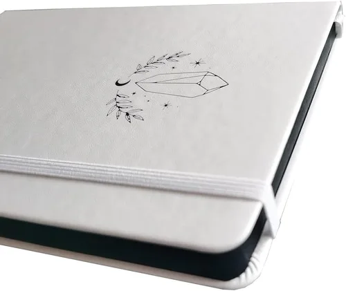 Miniatura 4 de Cuaderno de páginas negras con puntos A5, piel sintética, 150 GSM, cuaderno diario de papel negro con páginas negras (blanco)