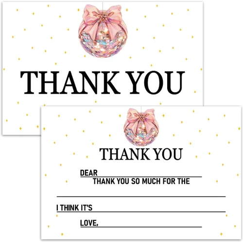Miniatura 6 de Tarjetas de agradecimiento en blanco para decoración de fiestas de cumpleaños, notas de agradecimiento para niños o niñas, 20 tarjetas con 20 sobres