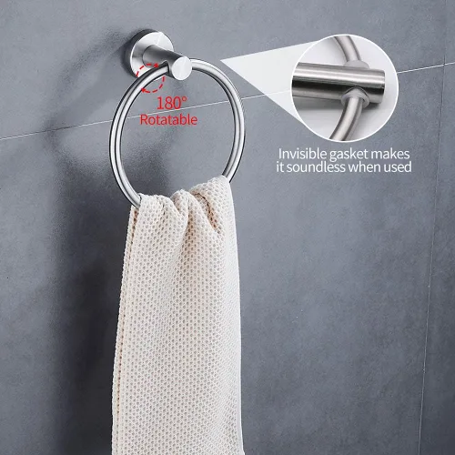 Miniatura 5 de Juego de accesorios de baño de 10 piezas, juego de accesorios de baño de níquel cepillado, incluye barras de toalla de mano de 16 pulgadas, soportes