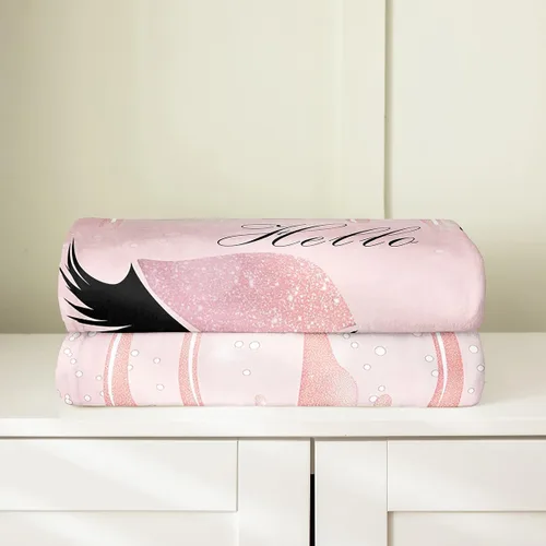Miniatura 4 de Manta de pestañas para niños de 40 x 50 pulgadas, color rosa degradado, manta de vellón de tinta fluida para sofá y cama, regalo para niñas, manta