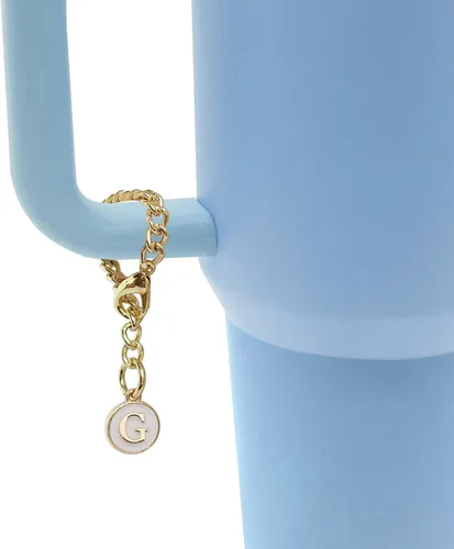 Miniatura 4 de ANDERSE Stanley - 3 tapas de popote para accesorios de copa Stanley de silicona con diseño de flores de 0.394 pulgadas, 2 piezas de dije de letra 3