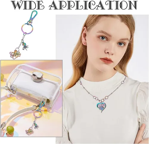 Miniatura 6 de UNICRAFTALE 100 anillos de salto de arco iris de 0.197 pulgadas, redondos, abiertos, anillos de acero inoxidable para manualidades, aretes