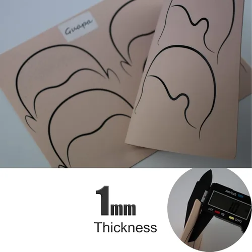 Miniatura 6 de Piel de práctica de tatuajes en el cuero cabelludo, 2 lados, diseño de líneas de cabello, almohadilla de práctica de tatuaje de silicona para hoja
