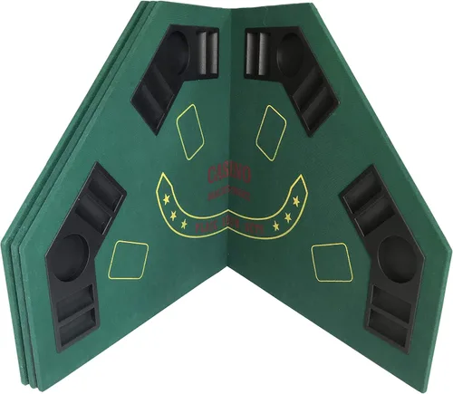 Miniatura 3 de HAN'S DELTA 48" Octágono plegable mesa de póquer, 8 jugadores Casino Texas Hold'em Poker Layout con estuche de transporte