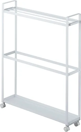 Yamazaki Toallero para el hogar y carrito de baño - Organizador de almacenamiento de baño rodante de acero, talla única, color blanco
