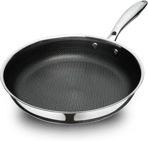 Miniatura 11 de SAKAMOSH Sartén antiadherente de 20,32 cm, sartén híbrida de cerámica y acero inoxidable, sartén con mango resistente al calor, no tóxica, libre