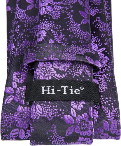 Miniatura 322 de Hi-Tie Corbata clásica de cachemira para hombre con pañuelo y gemelos a cuadros