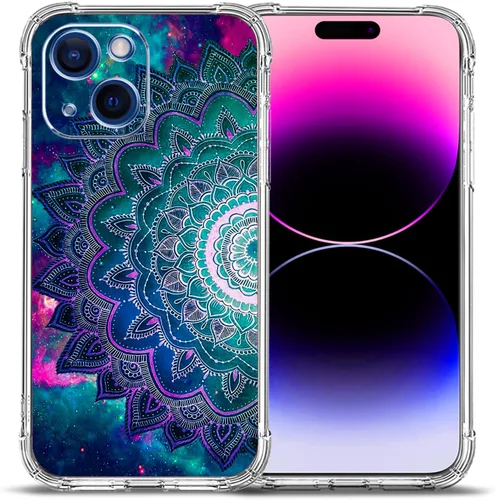 Miniatura 18 de Funda para iPhone 15, colorida mariposa flores protección contra caídas a prueba de golpes TPU cuerpo completo protector resistente a los arañazos
