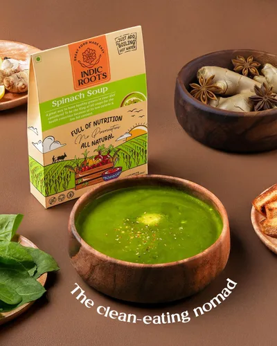 Miniatura 4 de Organic Roots Sopa de espinacas Palak paquetes de sopa instantánea saludable natural lista para cocinar, mezcla de sopa de verduras en polvo