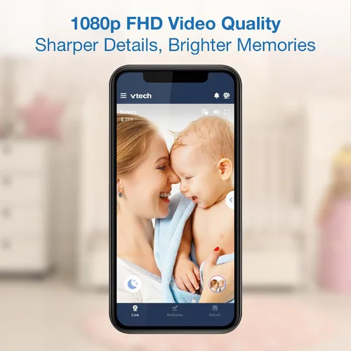Miniatura 16 de VTech Smart WiFi Baby Monitor, 2 cámaras para gemelos y dos habitaciones – Pantalla dividida de 7 pulgadas, sensor 2K, visión gran angular