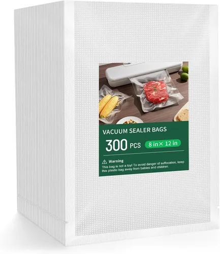 Bolsas selladoras de 300 pintas de 8 x 12 pulgadas, sin BPA y resistentes, bolsa selladora al vacío de alimentos texturizada de grado comercial,
