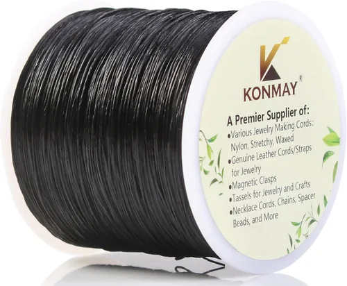 Miniatura 7 de KONMAY Cuerda elástica de elastano marrón de 0.024 in, cordón elástico suave para abalorios, 450 yardas para pulseras, collares y fabricación