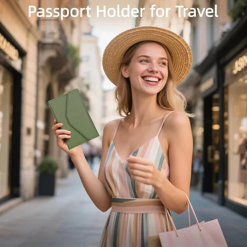 Miniatura 161 de Zoppen - Billetera de viaje con bloqueo RFID multiusos (Ver.4) Portatarjetas de pasaporte y vacunas, organizador de documentos de tres pliegues