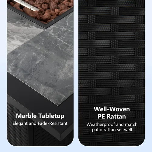 Miniatura 3 de Tangkula Patiojoy - Mesa de mimbre para fogata de propano para patio, de 52 pulgadas, mesa de fuego de gas para exteriores de 50,000 BTU