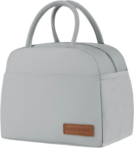 Miniatura 25 de douyadady Bolsa de almuerzo para mujeres/hombres, fiambrera mujeres/hombres (azul bebé+rayas blancas)