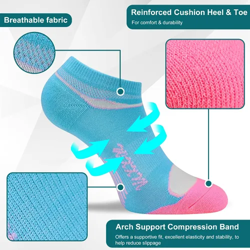 Miniatura 4 de WXXM Womens Athletic Ankle No Show Running Socks Cushioned Compression Arch Support Moisture Wicking Socks 12 Pairs