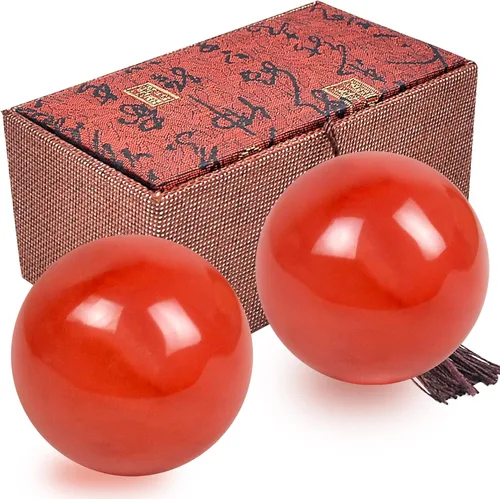 Miniatura 9 de Fengshuibringluck Bolas de salud chinas Baoding de cristal natural de 1.6 pulgadas para terapia de manos, ejercicio y alivio del estrés