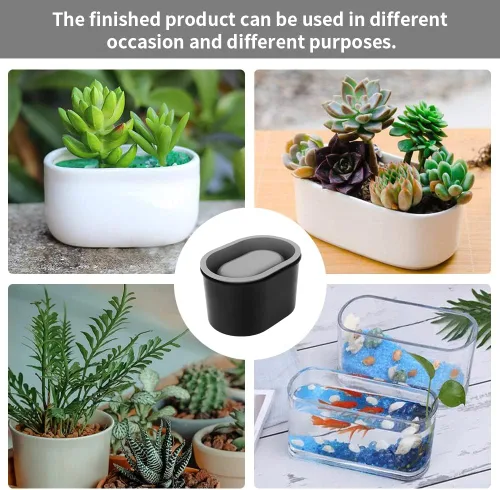 Miniatura 7 de Molde de silicona para macetas, contenedor reutilizable de yeso de arcilla de hormigón de forma ovalada para macetas caseras para suculentas, molde