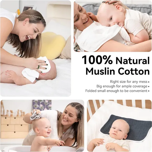 Miniatura 6 de Synrroe Paños de muselina grandes para eructos, paños de muselina para bebés niñas y niños, paquete de 10 extraabsorbentes y suaves de muselina, 6