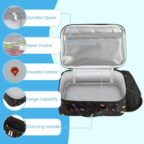 Miniatura 5 de RLGPBON Bolsa de almuerzo para niños, lonchera aislada para niñas y niños, bolsa de almuerzo para niños y adolescentes, bolsas de viaje lindas