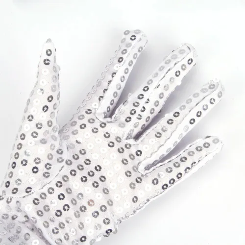 Miniatura 3 de PURFUN Guantes de baile de lentejuelas brillantes para adultos, disfraz de Halloween, guantes cortos con purpurina