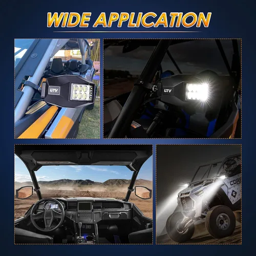 Miniatura 6 de Espejos Laterales UTV con Luces LED, Espejo Retrovisor Iluminado que se Ajusta a Jaula de Barra Antivuelco de 1.5"-2", Espejos Laterales RZR