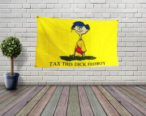 Miniatura 4 de Tax This Dick - Bandera federal de 2 x 3 pies, color vivo, doble costura en el borde, banderas con 4 ojales de latón inoxidables. (2 x 3 pies)