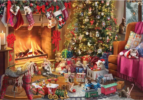 Miniatura 5 de Anatolian Puzzle - Colección de sellos de gato de Navidad, rompecabezas de 1000 piezas, #1103