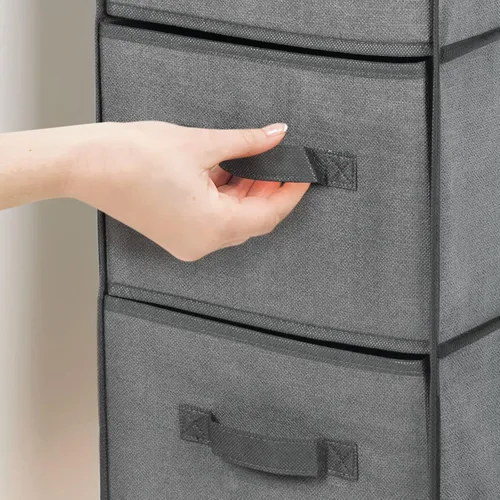 Miniatura 5 de mDesign Organizador de almacenamiento largo y suave para colgar sobre el armario, con 3 estantes y 3 cajones para ropa, leggings, lencería