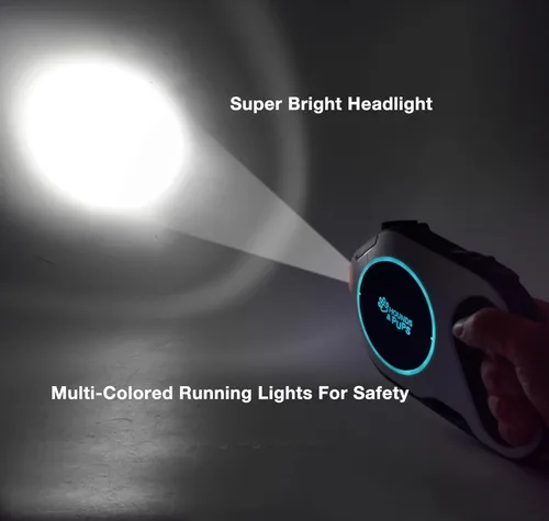 Miniatura 7 de Hounds & Pups - Correa retráctil para perro, 15 pies de longitud, luz LED para paseos nocturnos (morado)