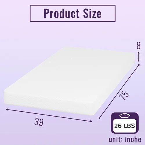 Miniatura 2 de PayLessHere - Colchón de espuma viscoelástica con gel refrescante y carbón de bambú infundido de 8 pulgadas, certificado CertiPUR-US, transpirable