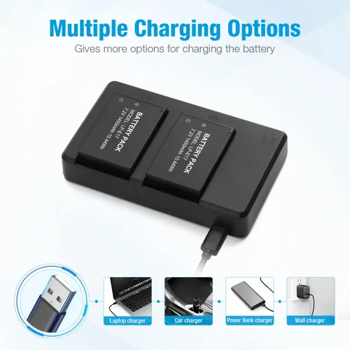 Miniatura 4 de Paquete de 2 baterías LP-E17 y cargador USB dual rápido para Canon Eos RP, Eos R8, R10, R50, R100, Rebel T8i, T7i, T6i, T6s, SL2, SL3, EOS M3, M5