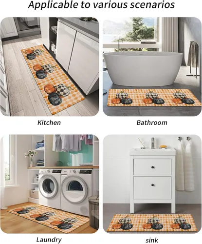 Miniatura 5 de Tapete de baño con diseño de flores de calabazas, antideslizante, de secado rápido y absorbente, de tierra de diatomeas, para ducha, fregadero